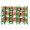 Sistema de rack de fluxo de paletes para armazém